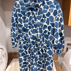 Ann Taylor Blue and White Abstract Romper